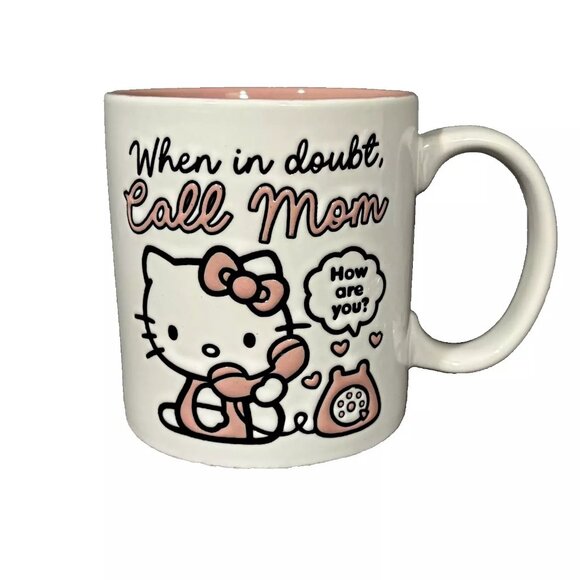 Sanrio Hello Kitty "When In Doubt Call Mom" 20oz Coffee Mug - Perfect Gift - NEW - Picture 1 of 4